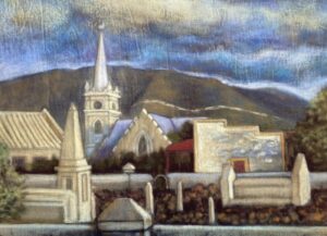 An old graveyard by Anna Stone - Soft powder pastel on cotton