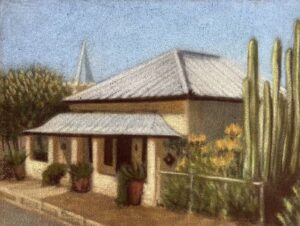 House with a veranda by Anna Stone - Soft powder pastel on cotton
