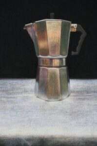 A coffee percolator by Anna Stone - Soft powder pastel on cotton